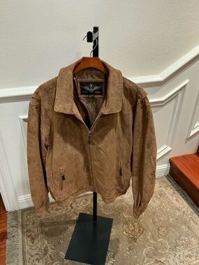 Flavor F19 Army/Air Force Brown Suede Bomber Jacket with Zip Front